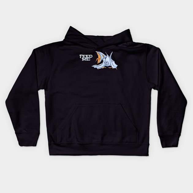 Hungry Blue Flying Dinosaur Kids Hoodie by Miozoto_Design